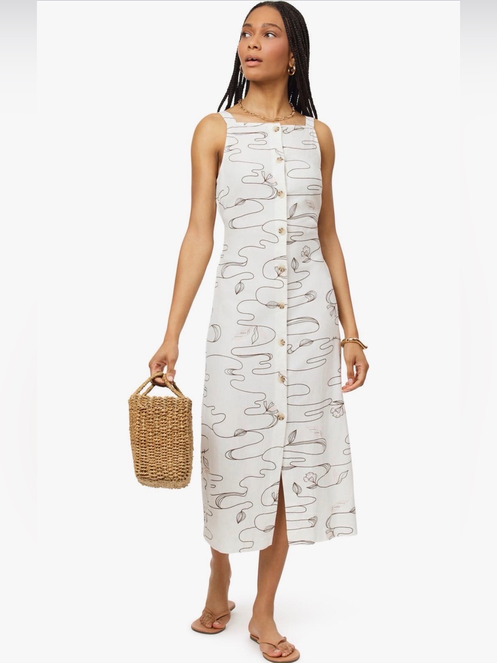 Scotch & Soda
Sleeveless Button
Front Linen Blend Midi
Dress